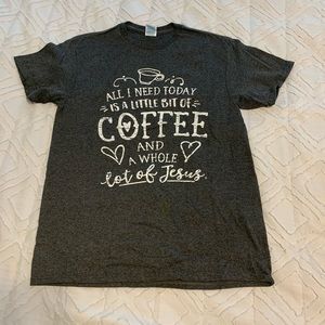 NWOT Cute Coffee and Jesus Shirt Gray Size Medium